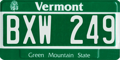 VT license plate BXW249