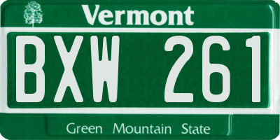 VT license plate BXW261