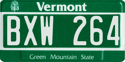 VT license plate BXW264