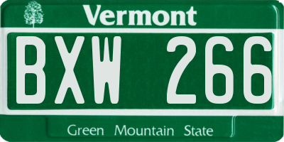 VT license plate BXW266