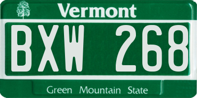 VT license plate BXW268