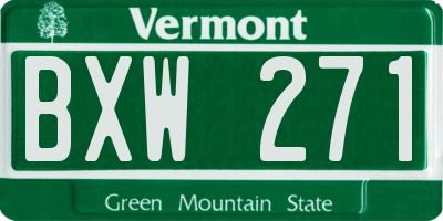 VT license plate BXW271