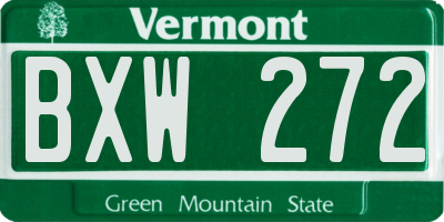 VT license plate BXW272