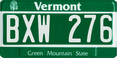 VT license plate BXW276