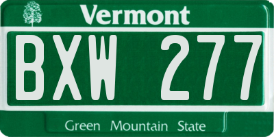 VT license plate BXW277
