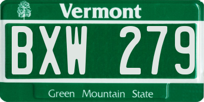 VT license plate BXW279
