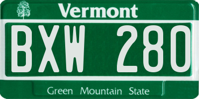 VT license plate BXW280