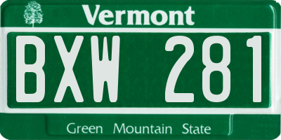 VT license plate BXW281