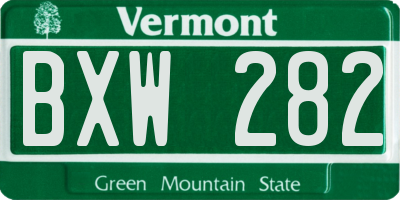VT license plate BXW282