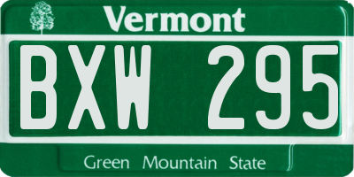 VT license plate BXW295