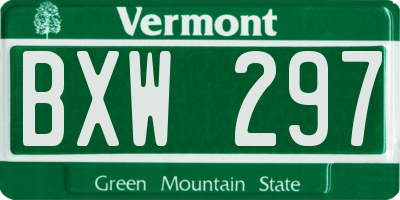VT license plate BXW297