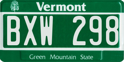 VT license plate BXW298