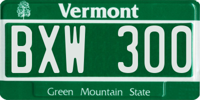 VT license plate BXW300