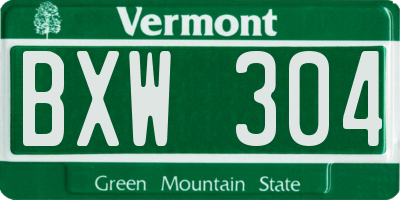 VT license plate BXW304