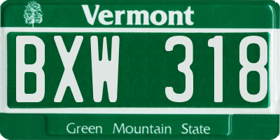 VT license plate BXW318