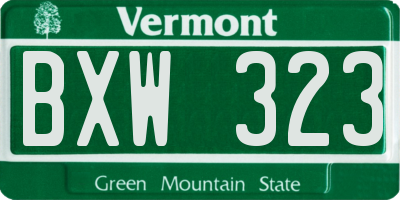 VT license plate BXW323