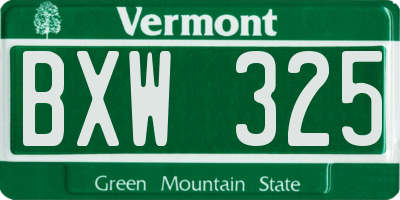 VT license plate BXW325