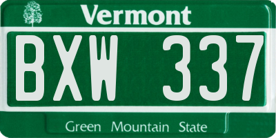VT license plate BXW337