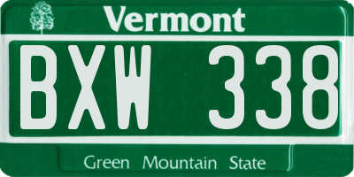 VT license plate BXW338