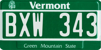 VT license plate BXW343