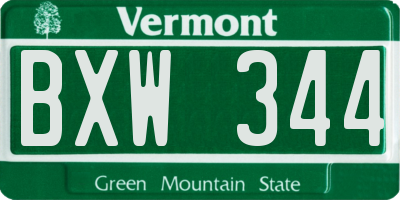 VT license plate BXW344