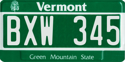 VT license plate BXW345