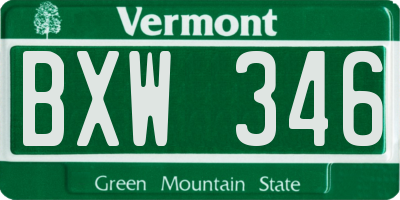 VT license plate BXW346