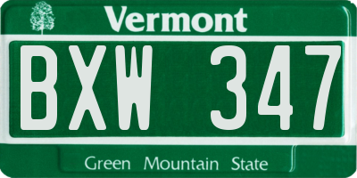 VT license plate BXW347