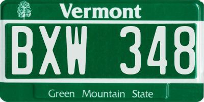VT license plate BXW348