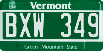 VT license plate BXW349