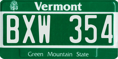 VT license plate BXW354
