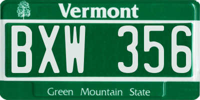 VT license plate BXW356