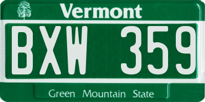 VT license plate BXW359