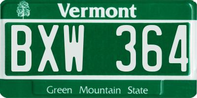 VT license plate BXW364