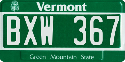 VT license plate BXW367