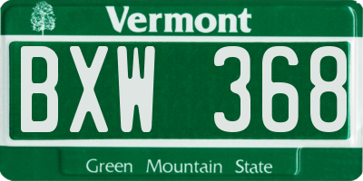 VT license plate BXW368