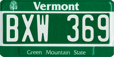 VT license plate BXW369