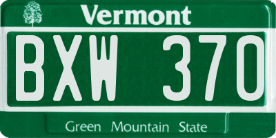 VT license plate BXW370