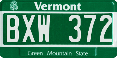 VT license plate BXW372