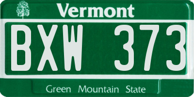 VT license plate BXW373