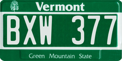 VT license plate BXW377