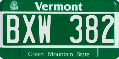 VT license plate BXW382