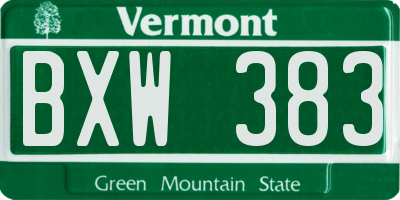 VT license plate BXW383