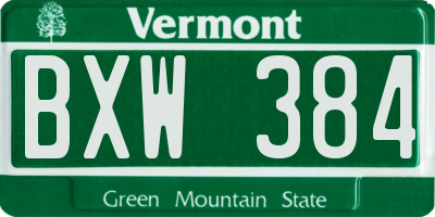 VT license plate BXW384