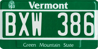 VT license plate BXW386