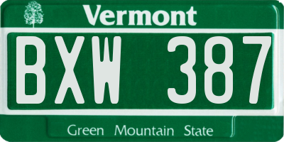 VT license plate BXW387