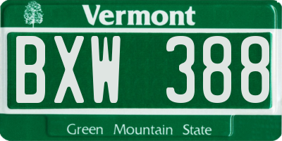 VT license plate BXW388
