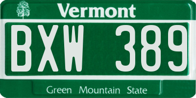VT license plate BXW389