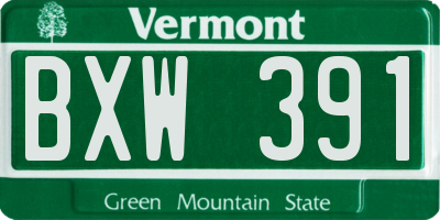 VT license plate BXW391