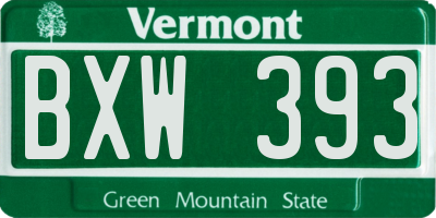 VT license plate BXW393